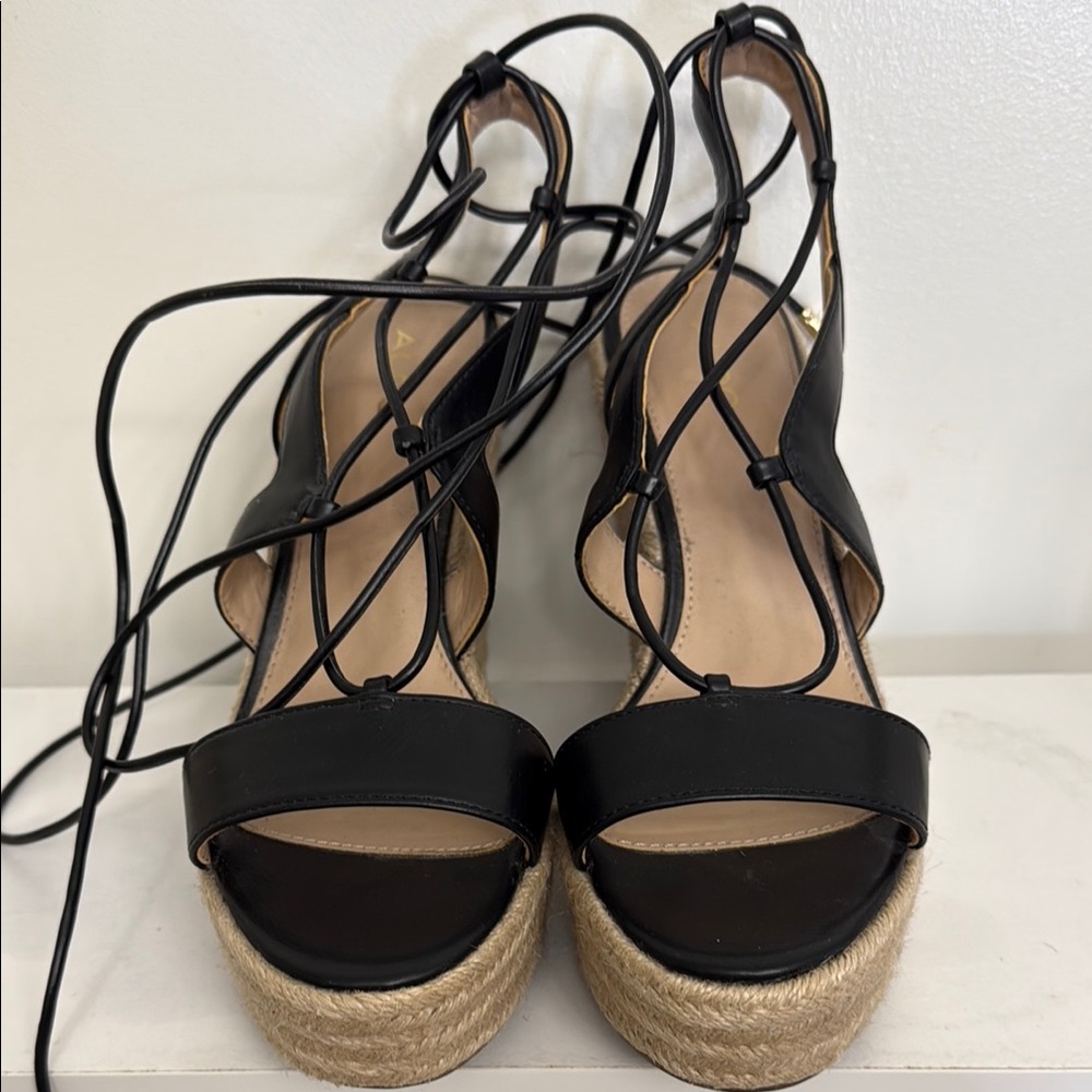 Black Espadrille Wedge Sandals
